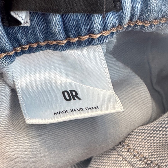 Express Super High Rise Jogger Jeans Light Wash Denim Paperbag Waist Fit sz 0 - Picture 11 of 12